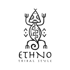 Ethnic lizard logo for your design. Polynesian style