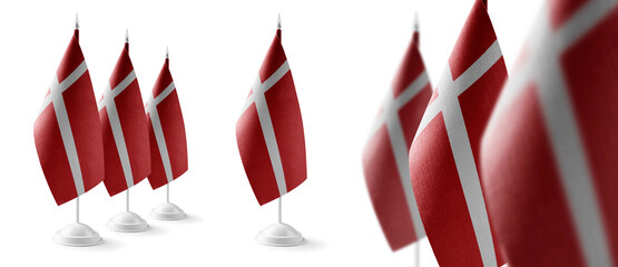 Set of Denmark national flags on a white background