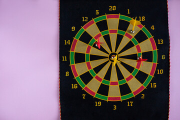 Magnetic dartboard. Target with arrows top view