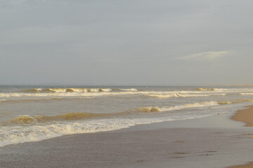 Sea Waves on Sand Beach 