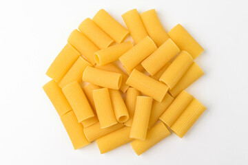 Pasta Rigatoni on a white background