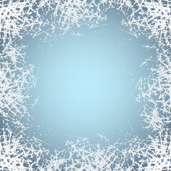 White frosted texture in winter window. Frost pattern background. Jpeg ice crystals illustration