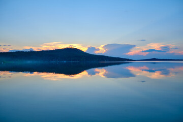 beautiful sunset with reflection on water