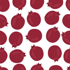 Pomegranate seamless pattern isolated on white background. Vector hand drawn illustartion.