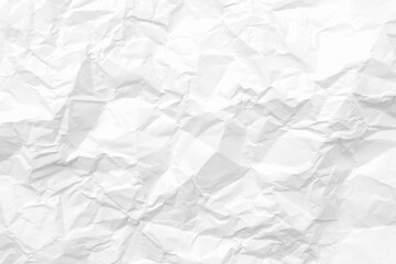 White crumpled paper texture background. Clean white paper. Top view.