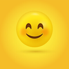 Smiling Face with Smiling Eyes, 3d happy Smiley emoji, cute emoticon with cheeks	