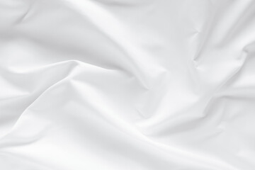 Plakat Abstract white fabric texture background. Cloth soft wave. Creases of satin. silk and cotton.