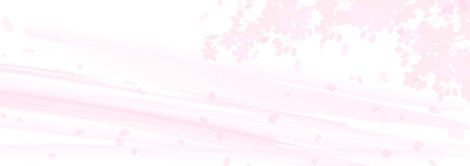 水彩風ピンクのグラデーションと桜