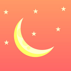 crescent moon and stars flat design background 