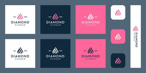 combination of the letters M monogram logo with abstract diamond shapes. Hipster elements of typographic design. icons for business, elegance, and simple luxury. Premium Vectors.