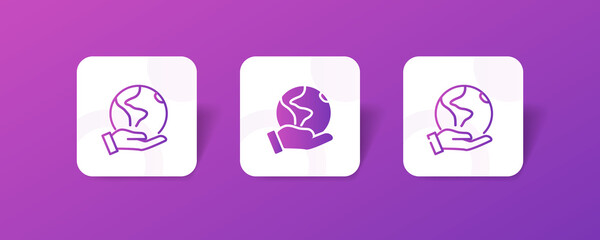 pixel perfect global care, earth donation and charity icon set in line, solid, glyph, 3d gradient style