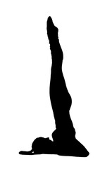 Fototapeta premium 3D illustration, 3D rendering. Silhouette of sporty woman doing physical exercises on white background