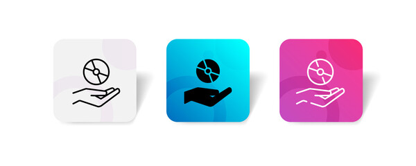 pixel perfect disk information assurance icon set in line, solid, glyph, 3d gradient style