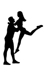 3D illustration, 3D rendering. Athletic man and woman doing stretching exercise together