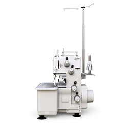 Overlock on a white background. Equipment for sewing production. Sewing clothes and textiles. 3d illustration.