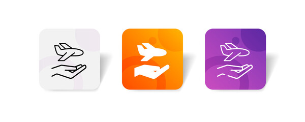 pixel perfect air plane travel assurance insurance icon set in line, solid, glyph, 3d gradient style