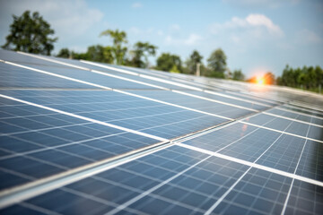 Solar panel, photovoltaic, alternative electricity source - selective focus, copy space.