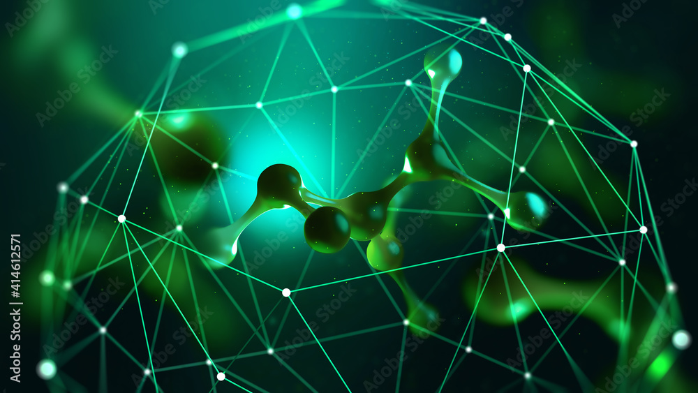 Poster cybertech and medicine of future. nanotechnology in microbiology. molecular structure, laboratory re