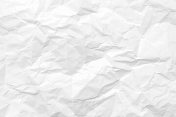 White crumpled paper texture background. Clean white paper. Top view.