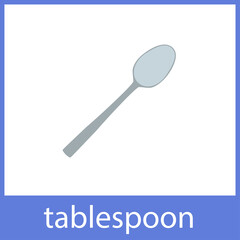 Tablespoon. Table etiquette. English vocabulary word card.