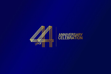 44 year anniversary celebration Gold Line. logotype isolated on Blue background for celebration, invitation card, and greeting card-Vector