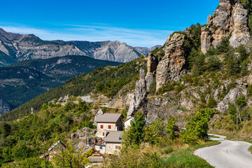 Panoramic view of the Mercantour National Park near Valberg, French Alps