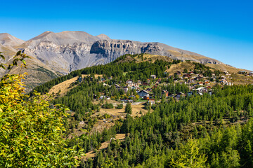 Panoramic view of the Mercantour National Park near Valberg, French Alps