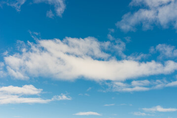 White clouds in blue sky.Winter clouds blue heaven background.