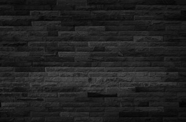 Abstract dark brick wall texture background pattern, Wall brick surface texture. Brickwork painted of black color interior old clean concrete grid uneven, Home or office design backdrop decoration.