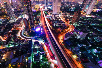 Fototapeta na wymiar night view of classice road and city in Bangkok , Thailand