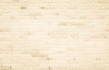 Obraz premium Empty background of wide cream brick wall texture. Beige old brown brick wall concrete or stone textured, wallpaper limestone abstract flooring/Grid uneven interior rock. Home decor design backdrop.