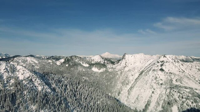 Aerial View of Cascade Mountain Range with Mt Lichtenberg and Glacier Peak