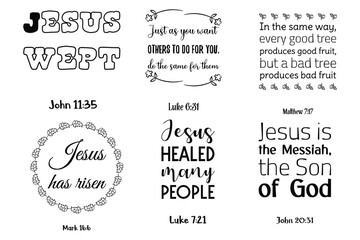 Set of Bible verses. Christian Quotes and Scripture sayings 
