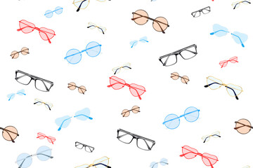 Glasses seamless pattern. Glasses set seamless pattern. 
