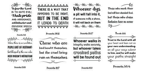 Fototapeta premium Set of Bible verses. Christian Quotes and Scripture sayings 
