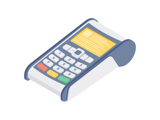 Icon of modern payment terminal on white background