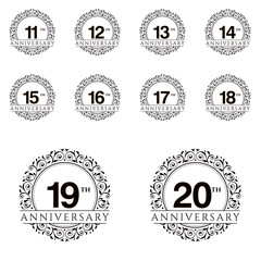 set Year Anniversary Set Vector Template Design Illustration