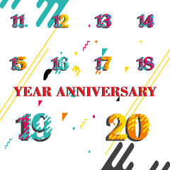 set Year Anniversary Set Vector Template Design Illustration