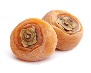dried persimmon on white background 