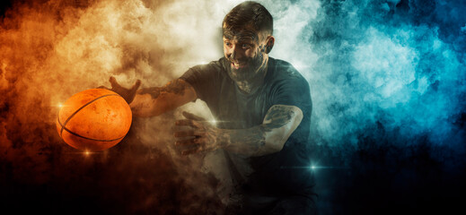 Man rugby player. Sports banner