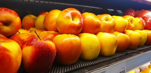 TAKALAR INDONESIA, 17 February 2021: heaps of fresh ripe apples on the market