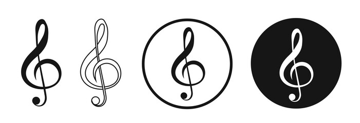 Treble clef icons isolated on white background. illustration