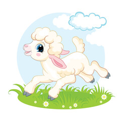 Little cute funny character white lamb vector