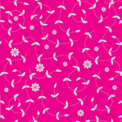 Fototapeta na wymiar Leaf and flower seamless pattern for your fabric design. Pink color. Vector illustration.