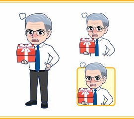 プレゼントを貰った年配の男性