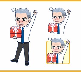 プレゼントを貰った年配の男性