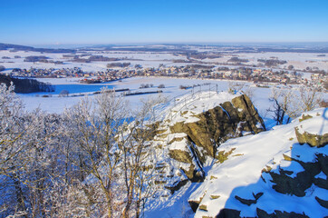 Zittauer Gebirge Spitzstein im Winter - mountain Spitzstein in Zittau Mountains in winter
