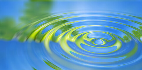 Naklejka na ściany i meble Water drop splash close-up on water surface 3d illustration