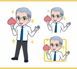 財布と年配の男性