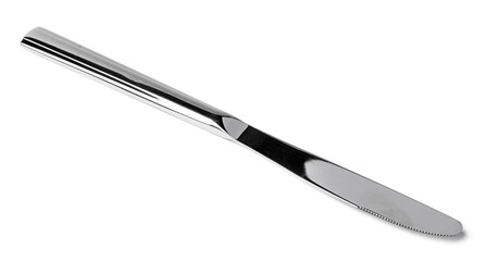 Silver dining knife isolated on white background
